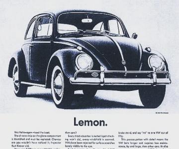 La publicité américaine Volkswagen Coccinelle "Lemon" 